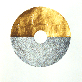 Zeichnung Bleistift und Blattgold 24kt auf Bttenpapier