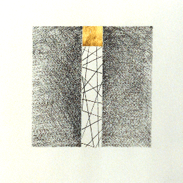 Zeichnung Bleistift und Blattgold 24kt auf Bttenpapier